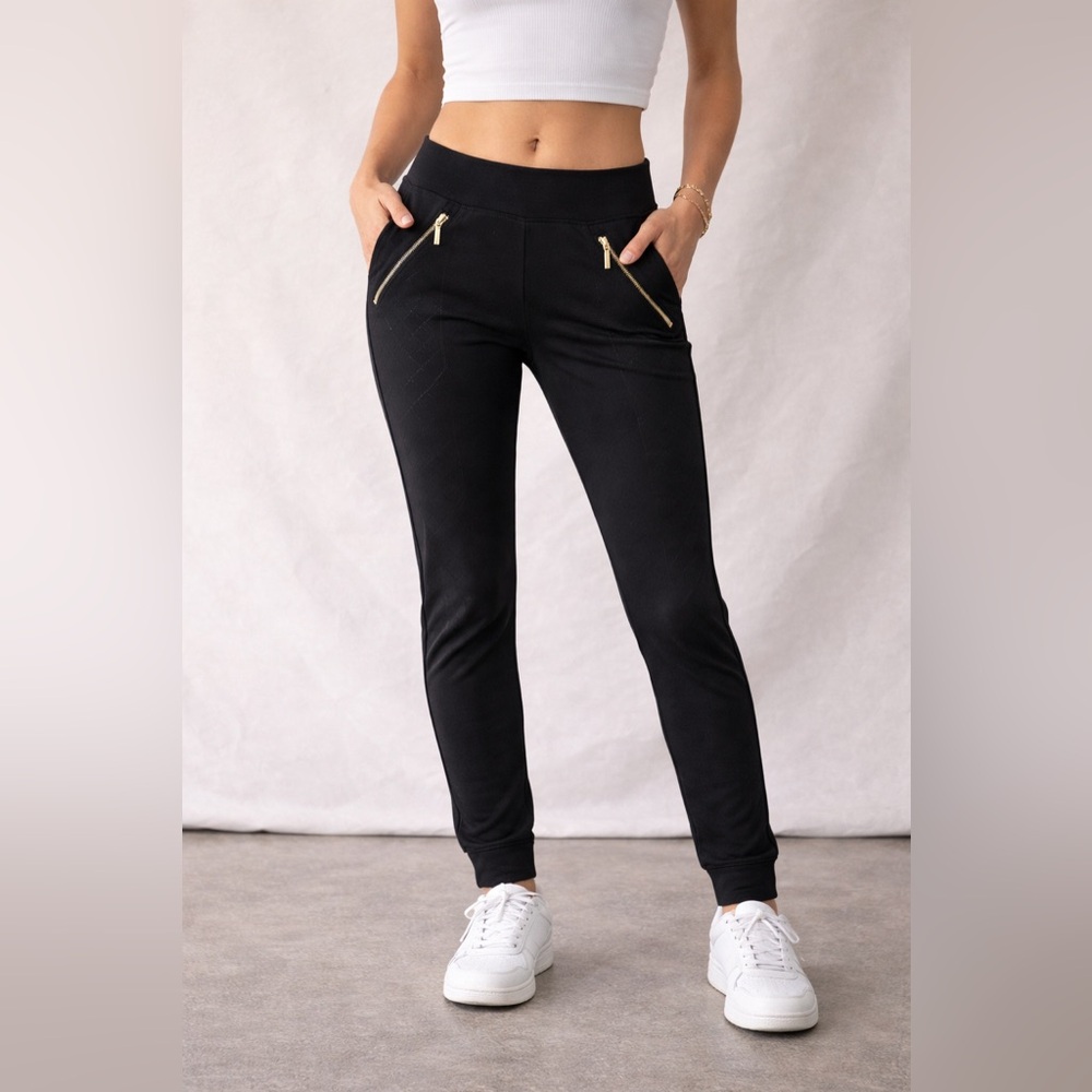 Guess Women’s Black Slim Pants Size Small Gold Zip Pocket Stretch